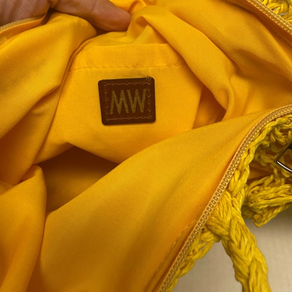 MW Most Wanted Yellow Woven Macrame Raffia Tote bag - Picture 5 of 8